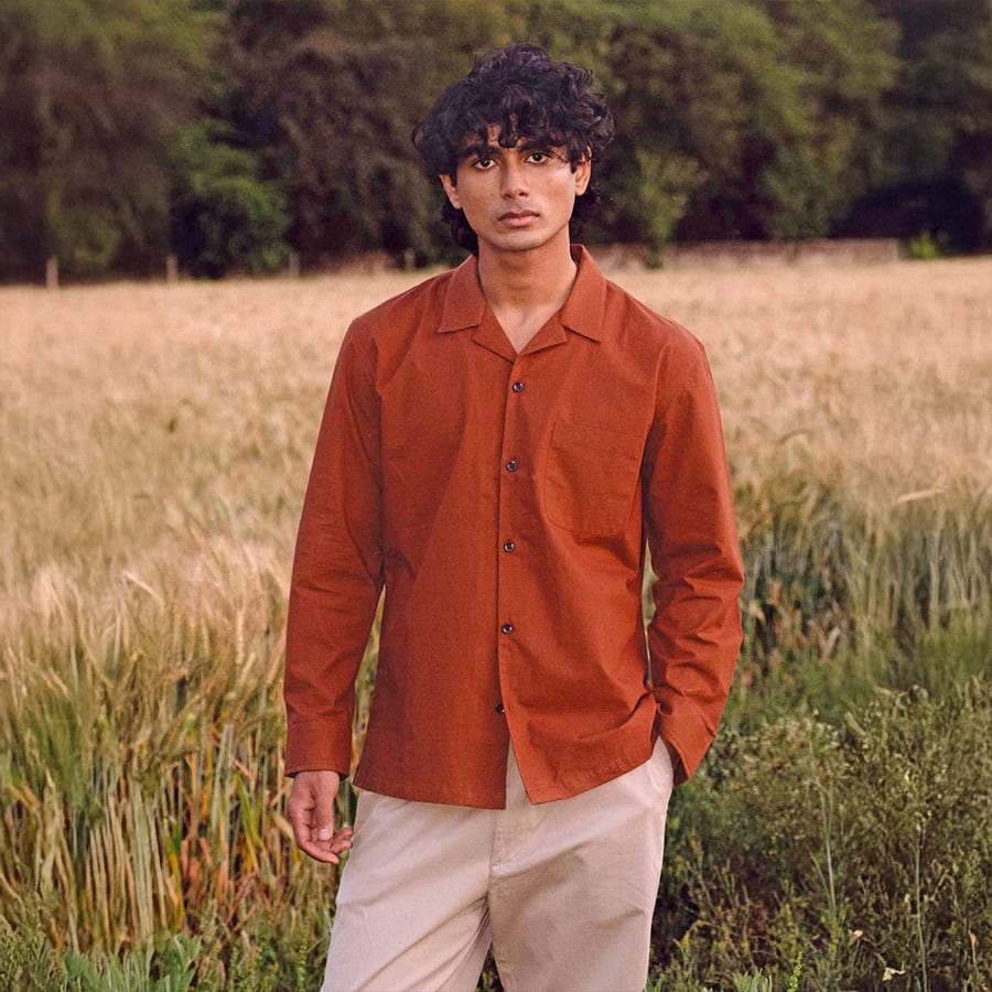 Men Chocolate Brown Cotton Solid Shirt Collar Regular Fit Shirts