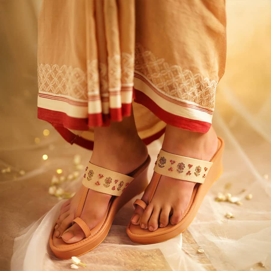 Women Beige Brown Leather Heels