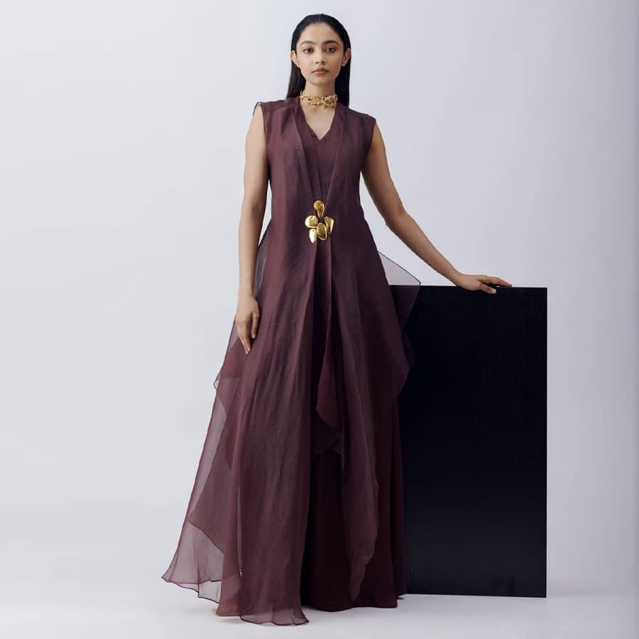 Burgundy Scarlet Jumpsuit With Percy Overlay