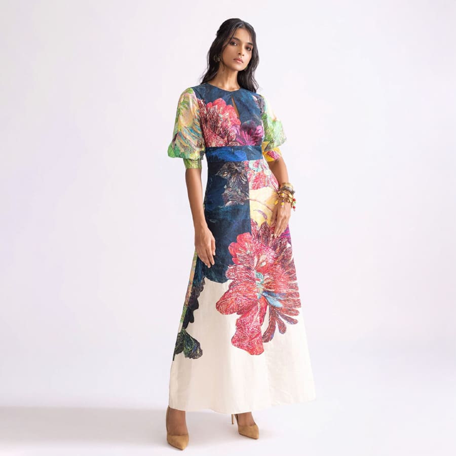 Multicoloured Cambric Printed Daisy Dress