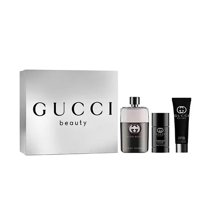 GUCCI Guilty Pour Homme Eau de Toilette Giftset 90ml and Deo Stick 75ml and Shower Gel 50ml