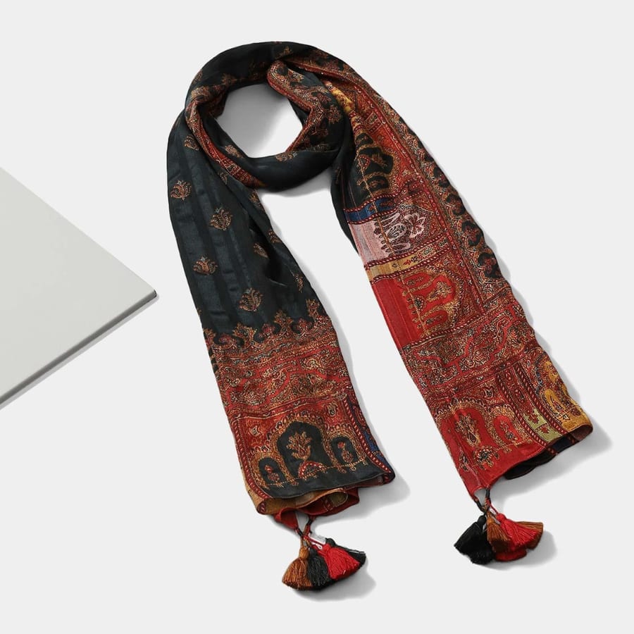Black Iranya Rectangle Scarf