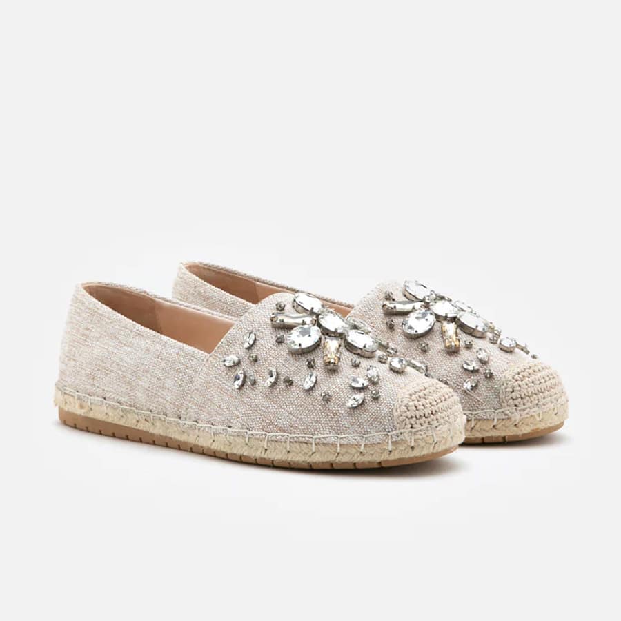 Almond Ornate Gemstone Canvas Espadrilles