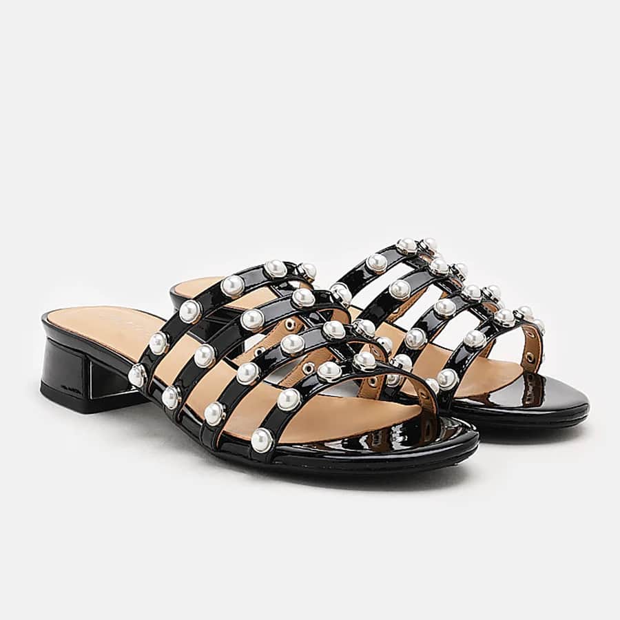 Amias Pearl Caged Slides - Black