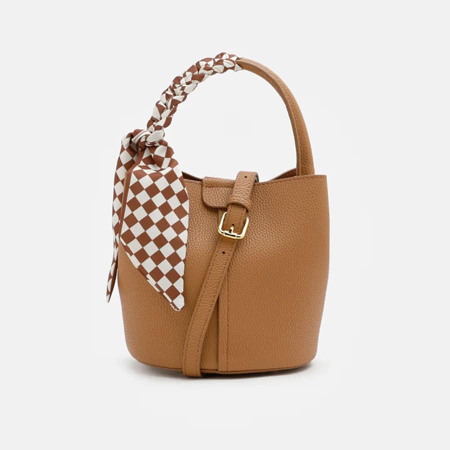 Fresco Leather Bucket Bag - Brown