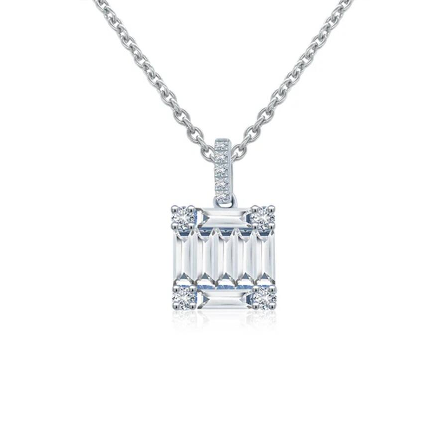 Elegant Baguette Cut Diamond Pendant