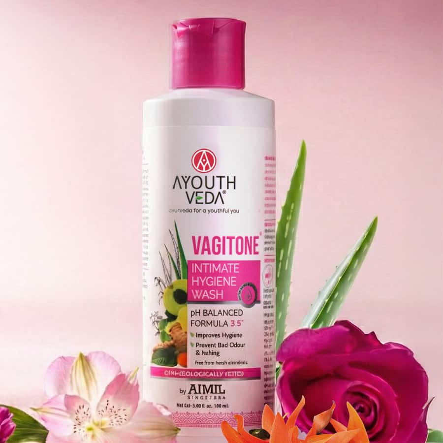 Ayouthveda Vagitone Intimate Hygiene Wash For Women | pH Balancing Formula | Prevents Dryness, Itchiness & Bad Odor | With Sphatica, Green Tea & Aloe Vera - 180 ml