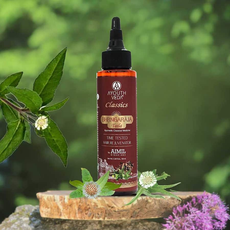 Ayouthveda Bhrngaraja Taila | Hair Strengthening Oil Fortified With Bhringraj & Manjistha | Reduces Hair Loss, Boosts Growth & Improves Scalp Health | With 10 Nourishing Herbs & Oils for Soft, Strong & Beautiful Hair | 100 ml