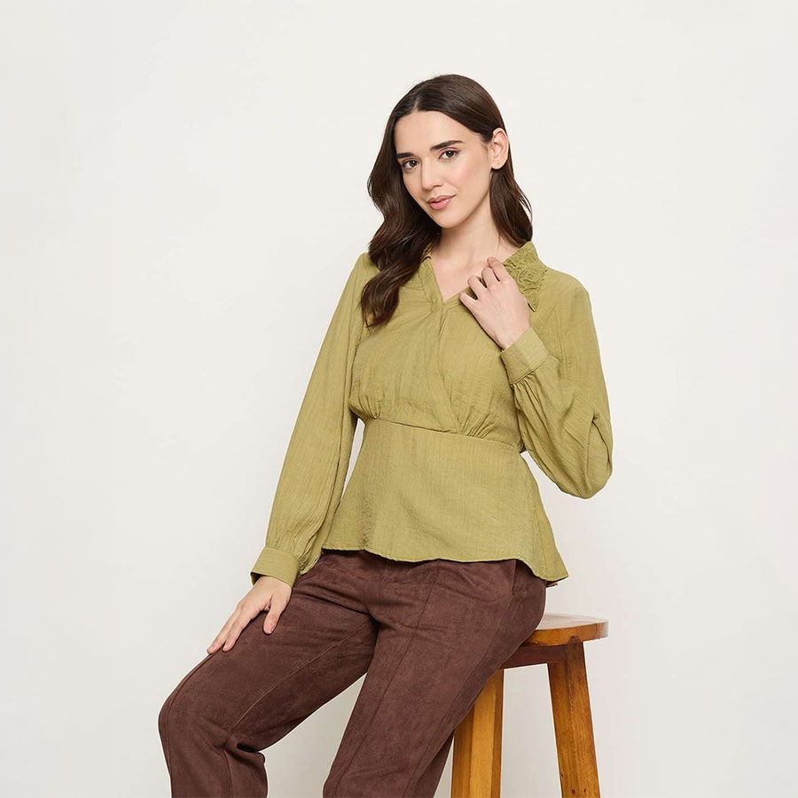 Olive Rayon Blend Top