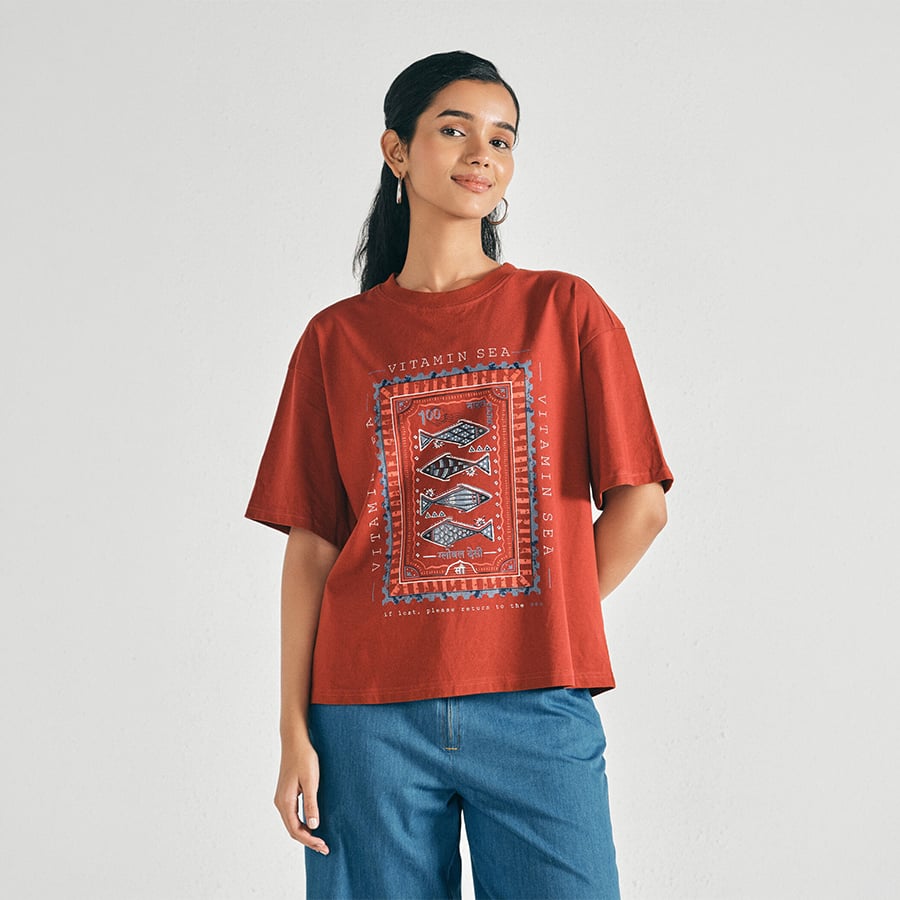 Raaha Rust Oversized T-Shirt
