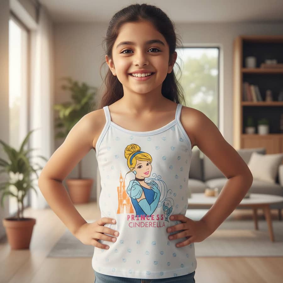 Bodycare Princess Girls Cotton Vest Dori Neck Sleep