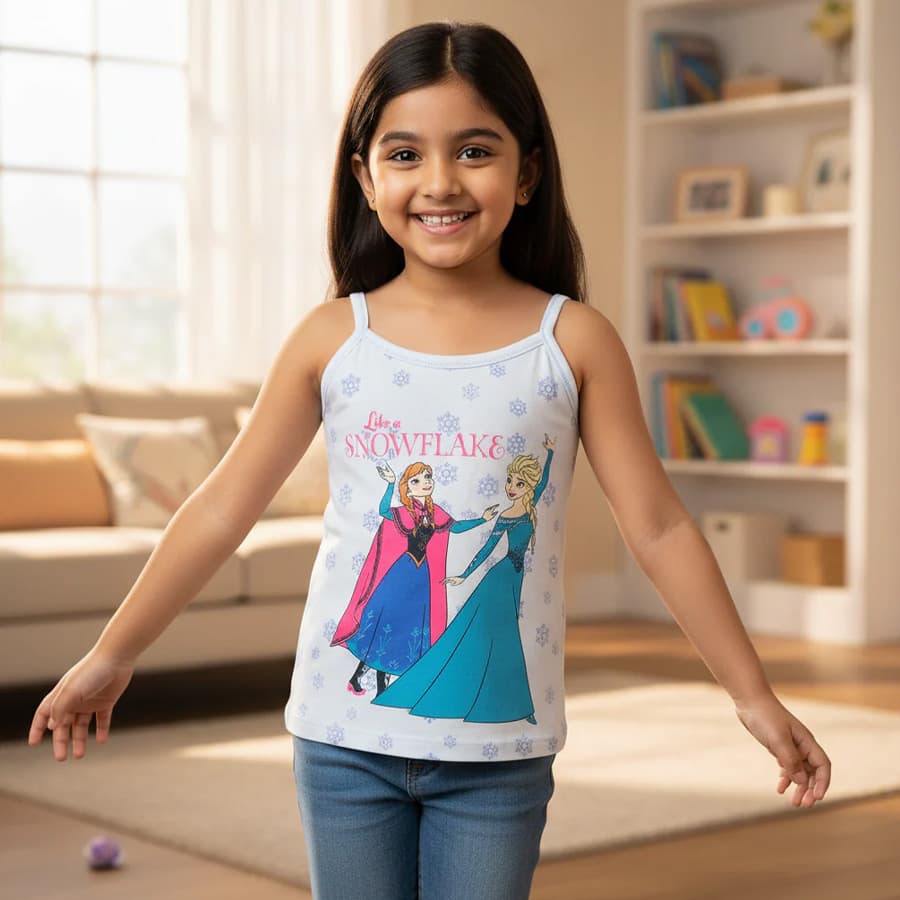Bodycare Frozen Girls Cotton Vest Dori Neck Sleeve