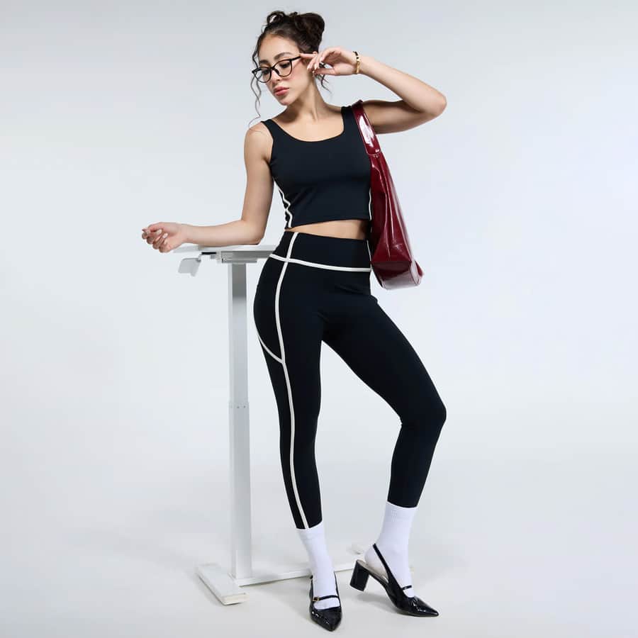CAVA Black Aerial Contrast Crop Tank