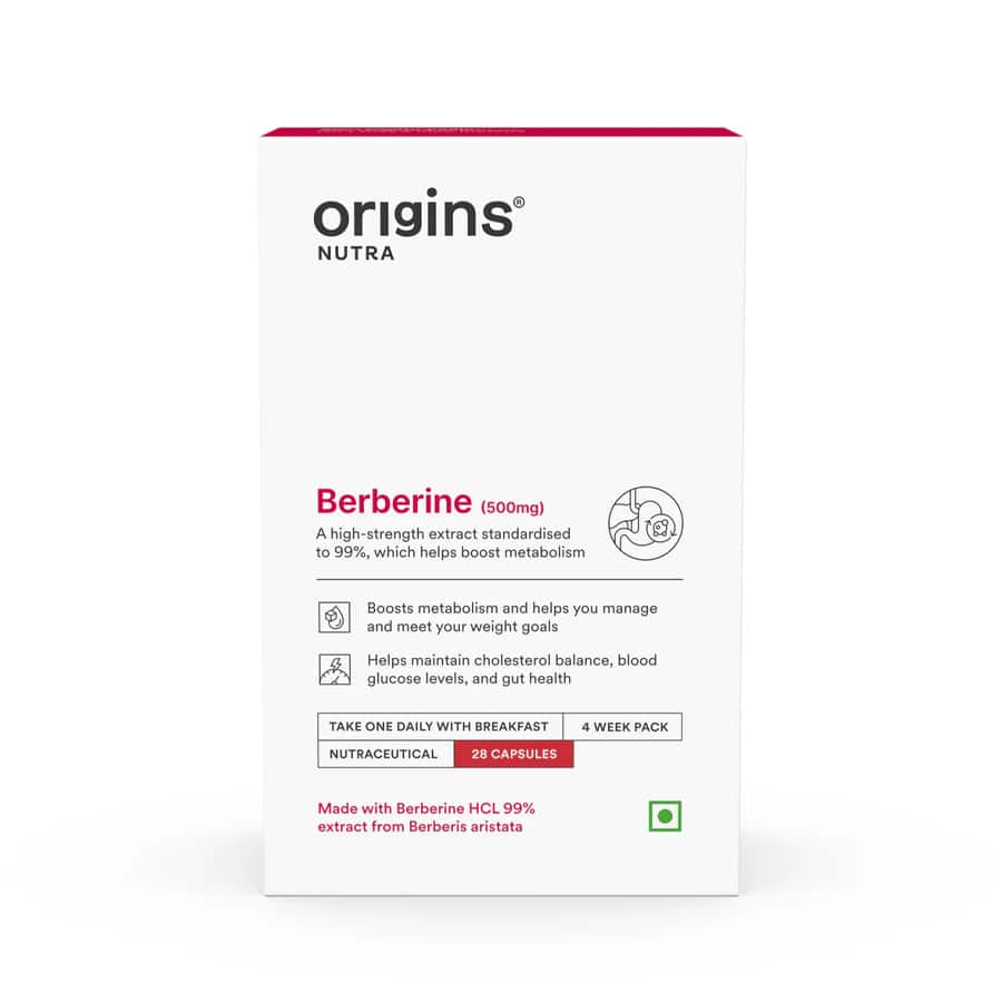 Origins Nutra Berberine |Boost Metabolism & Energy Levels, Help Manage Blood Sugar | Berberine | GMP Certified | For Men & Women | 28 Veg Capsules
