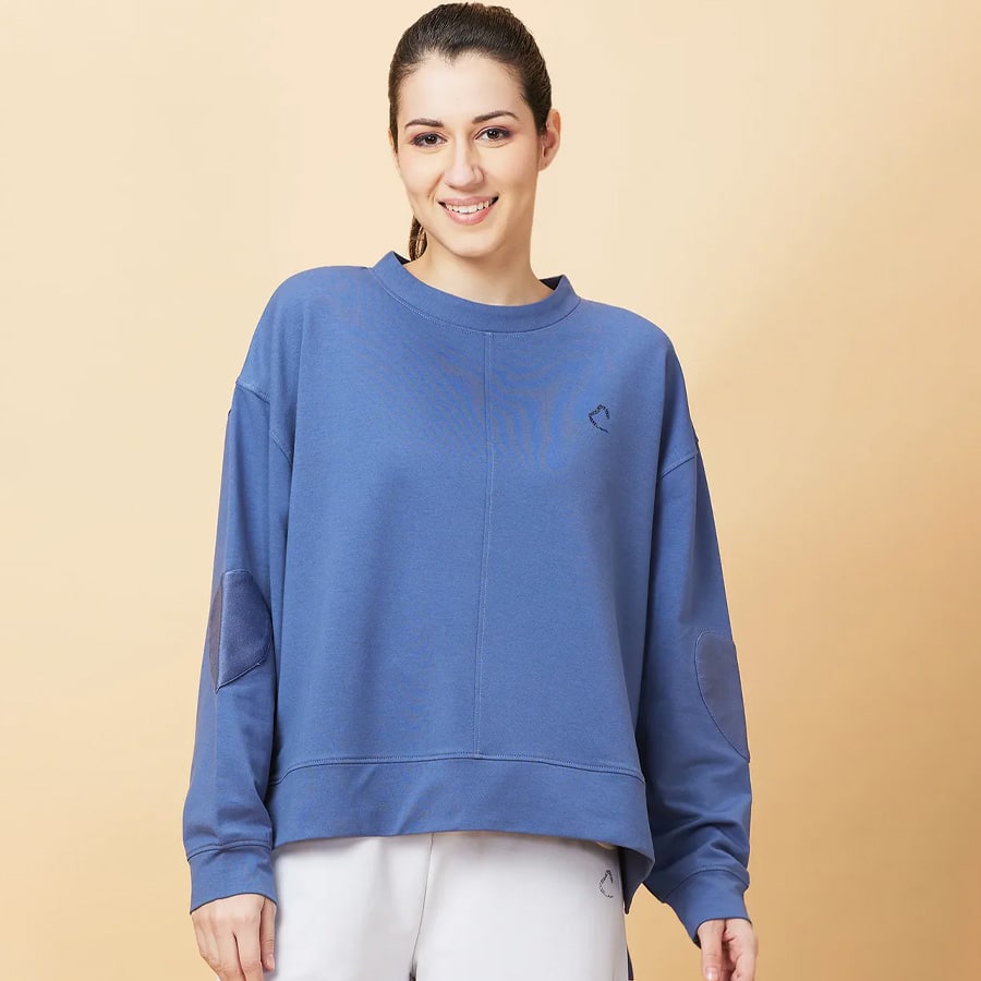 Pale Blue Easy Fit Women's Cotton Blend Sweatshirt