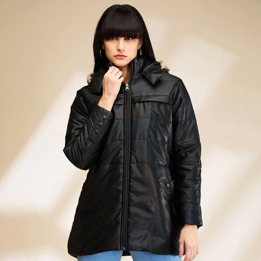 Black Slim Fit Long Sleeve Women's Jacket