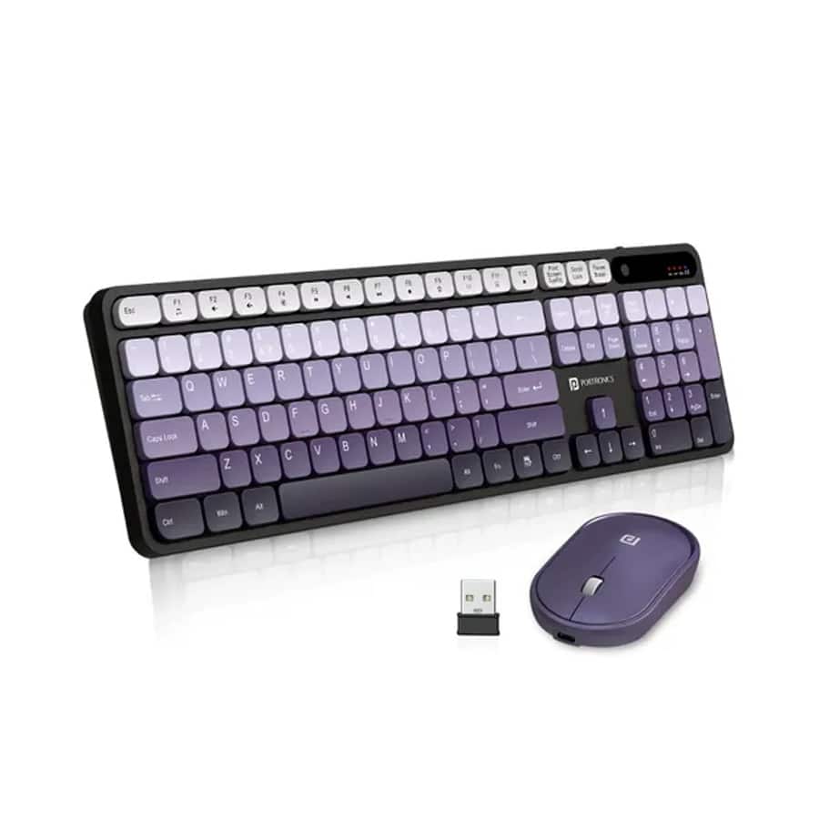 Portronics Key11 Wireless Keyboard & Mouse Combo | 2.4GHz, Silent Keys, Ergonomic Design– Purple