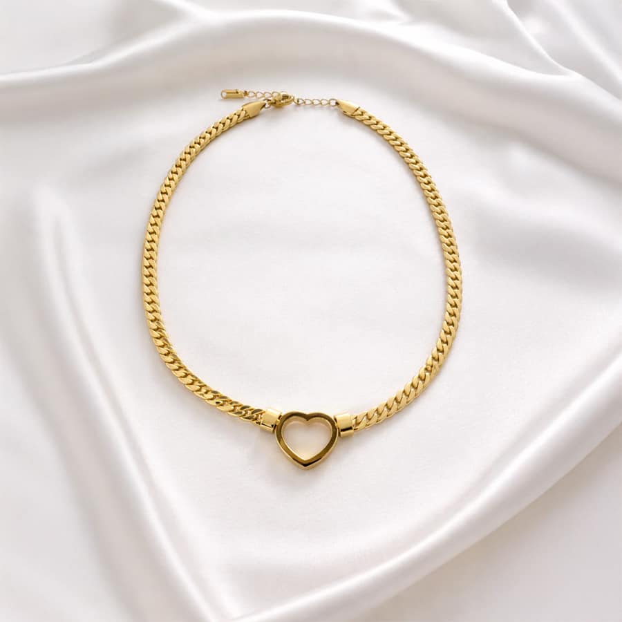 Gold Plated Heart Chain Necklace for Women