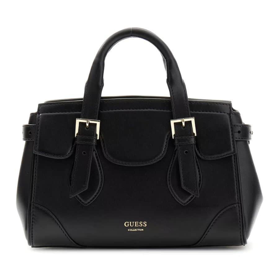Black leather satchel bag