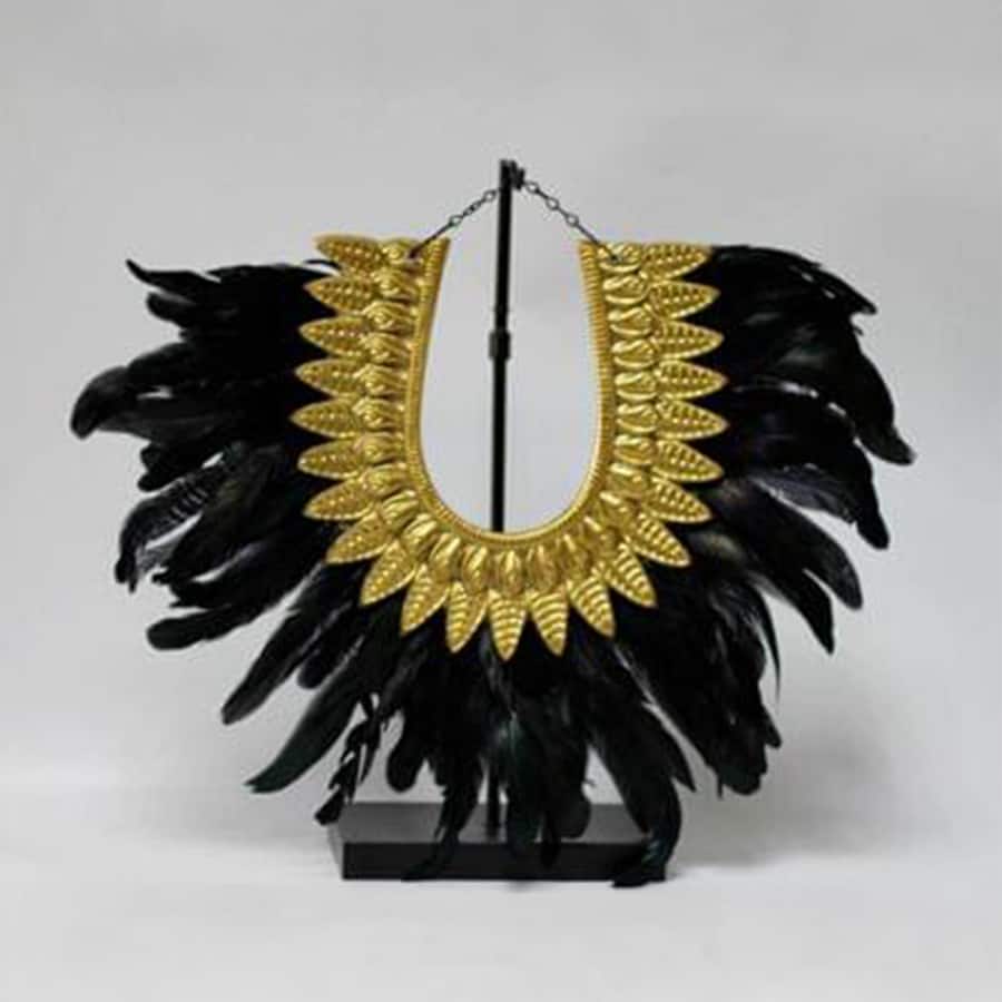 Devnow Ceramic White Decor Item With Black Feather