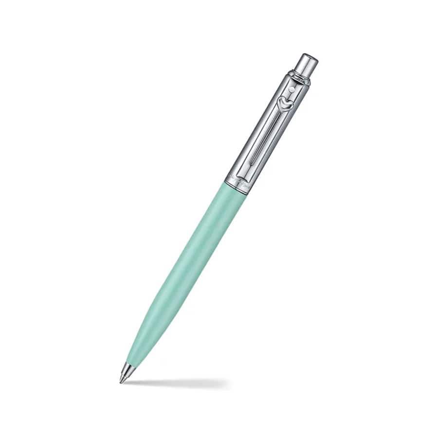 Sentinel E321 Green Matte Finish Ballpoint Pen with Chrome-Plated Trims and Heart-Shaped Clip Emblem