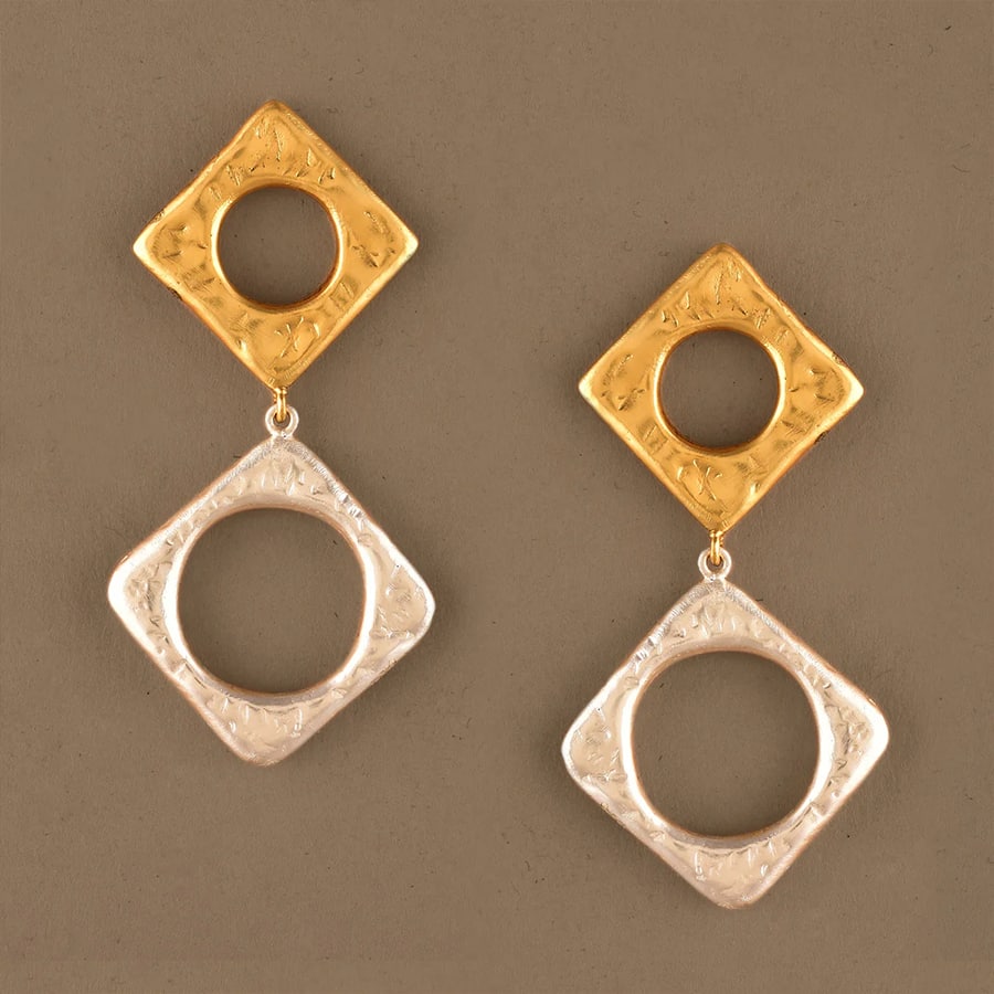 Light Weight Hammered Geometric Earrings