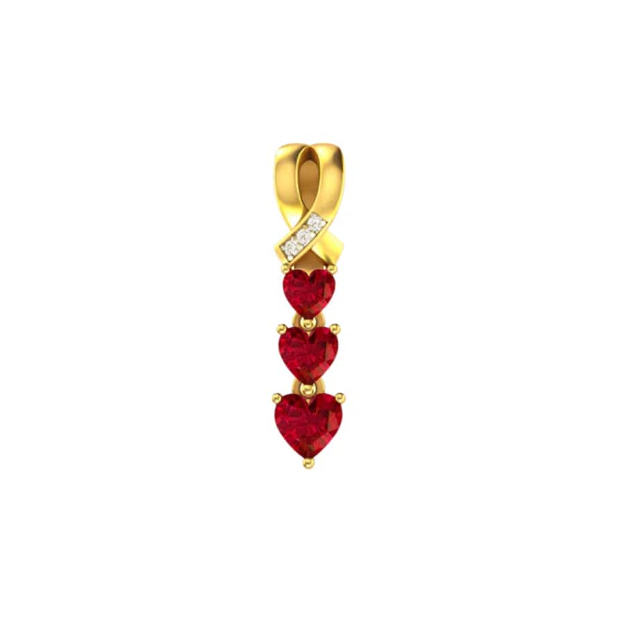 Triple Ruby Heart Pendant
