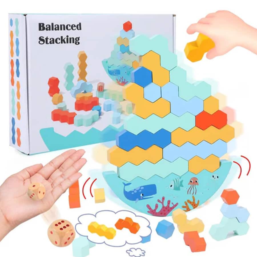 Knick Knack Tower Balance Game Stacking Wooden Blocks Puzzle Toy Board Game
