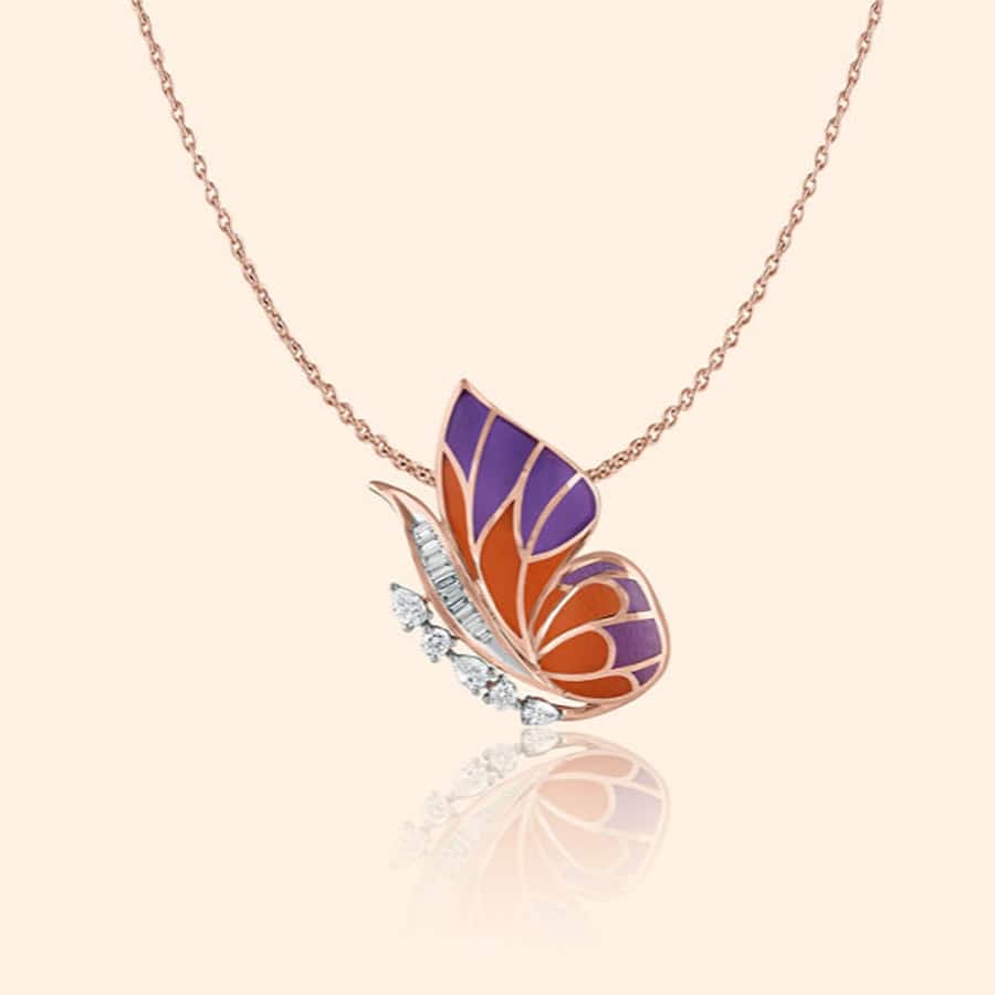 Butterfly Heart Diamond Pendant