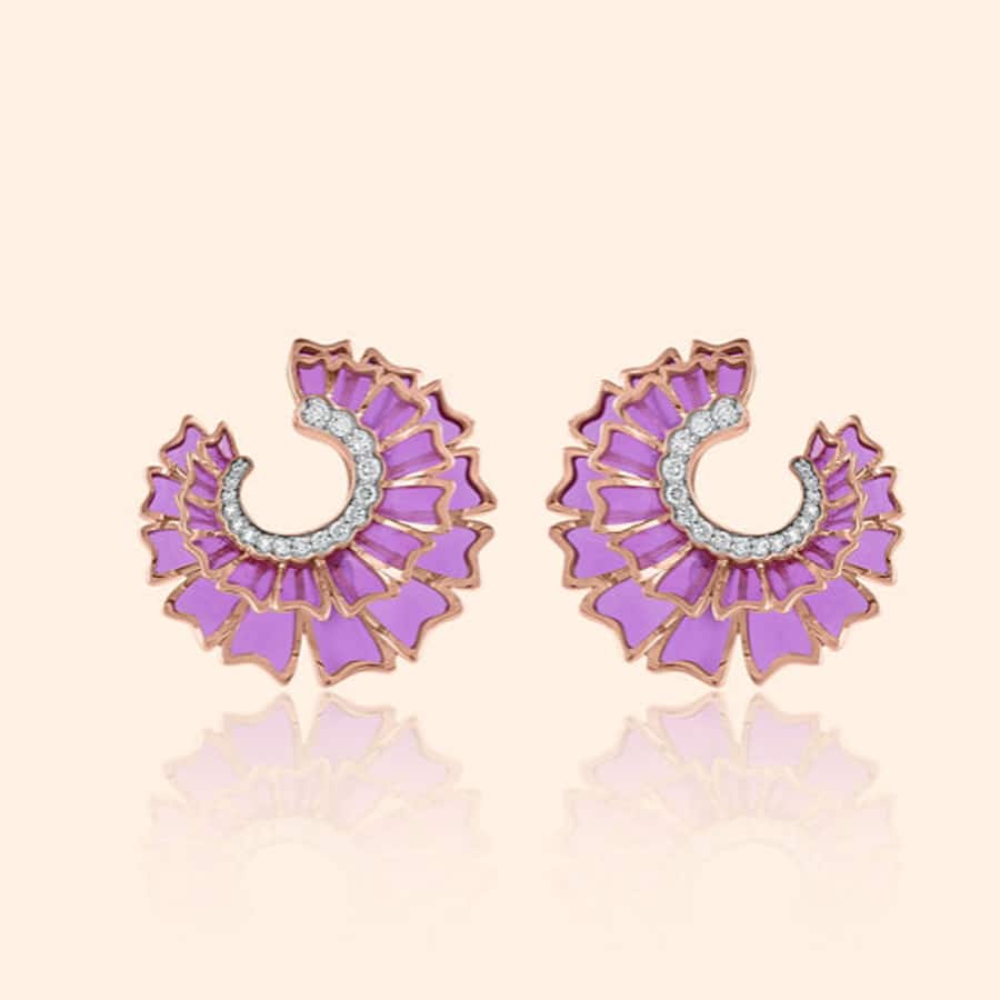 Fuchsia Fiesta Diamond Stud Earrings