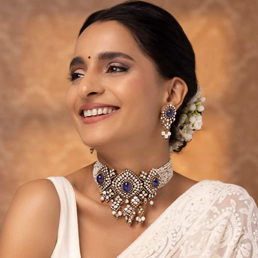 Maharani Azure Polki Choker Necklace