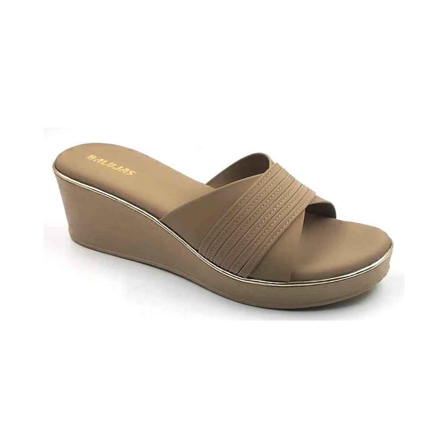 Balujas Women's Beige Wedge Heel with Gold Accent_