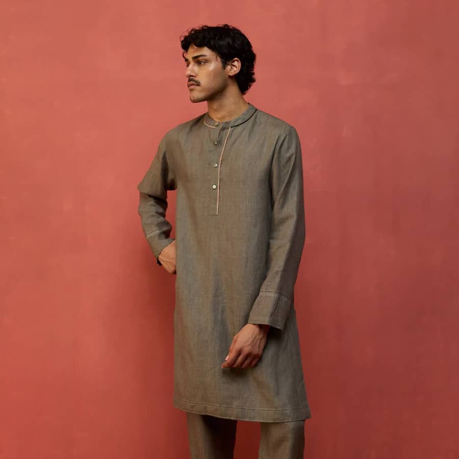 Jiro Timeless Linen Kurta Set - Dusty Rose
