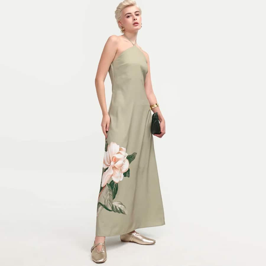 AVIPARY - MULTI | FLORAL PRINT HALTER MAXI DRESS