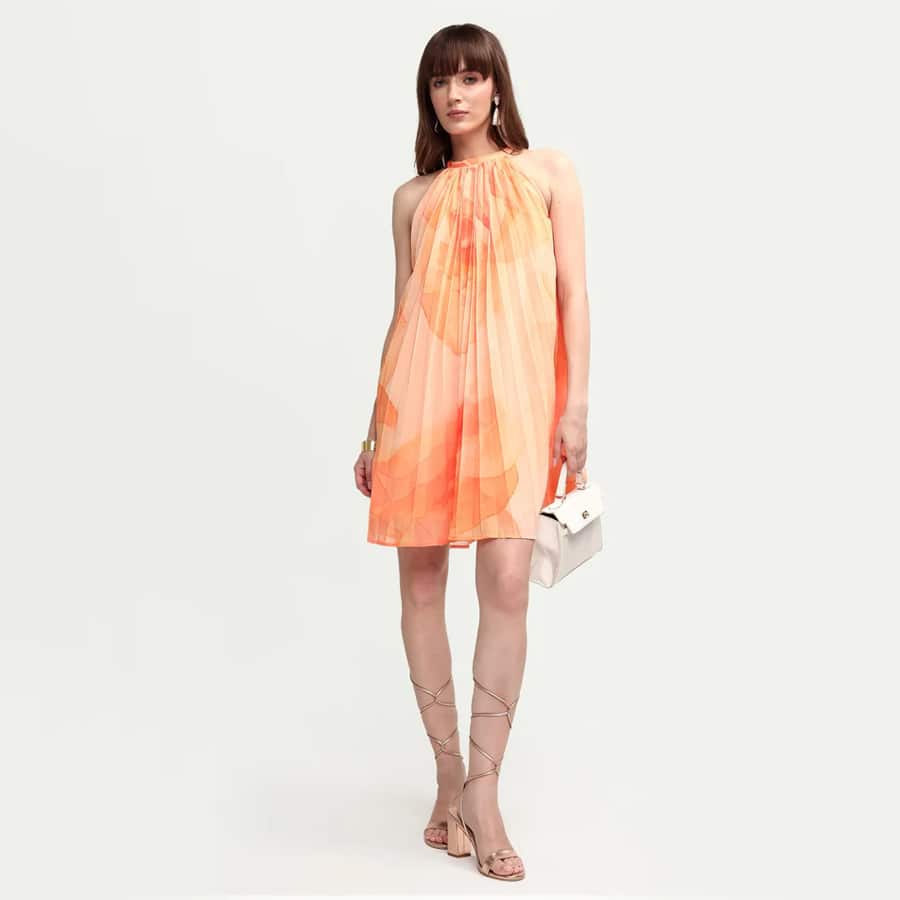 MLARE - YELLOW | FLORAL PLEATED DRESS
