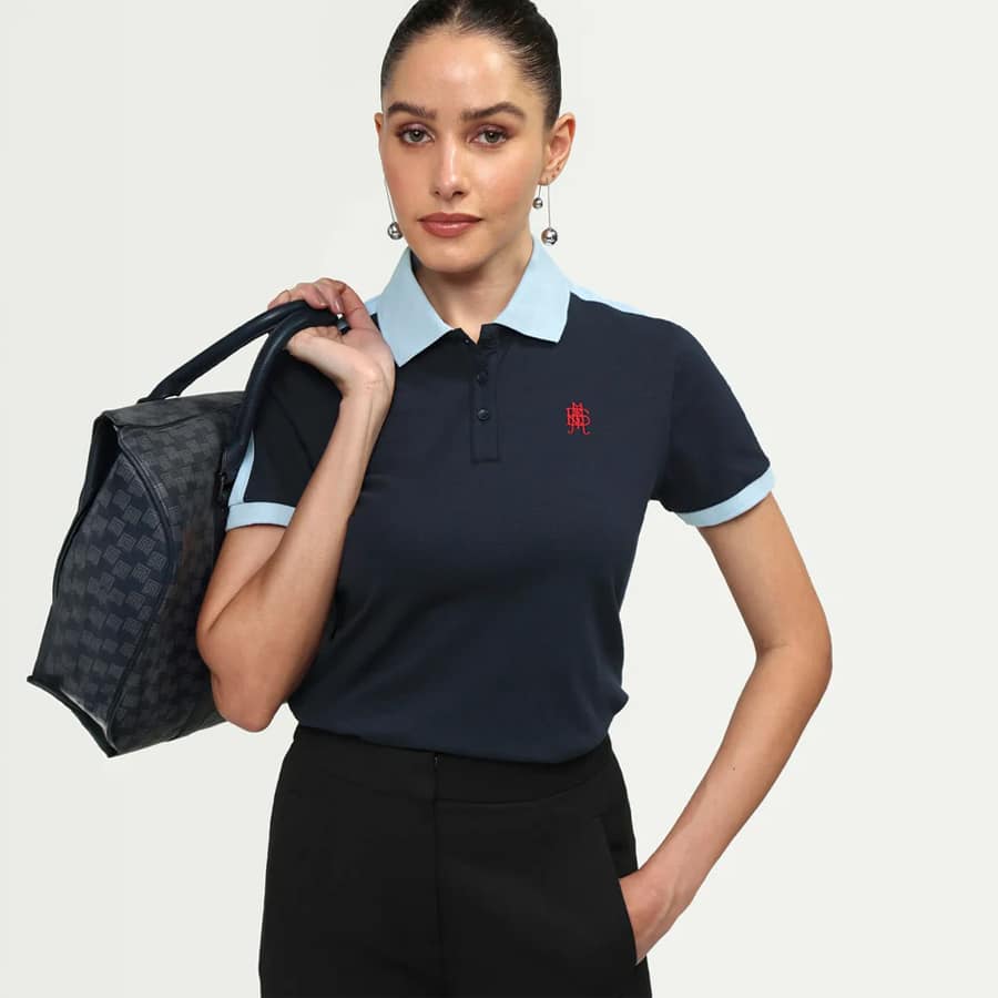ZECO - NAVY | EMBROIDERED COLOUR-BLOCKED POLO