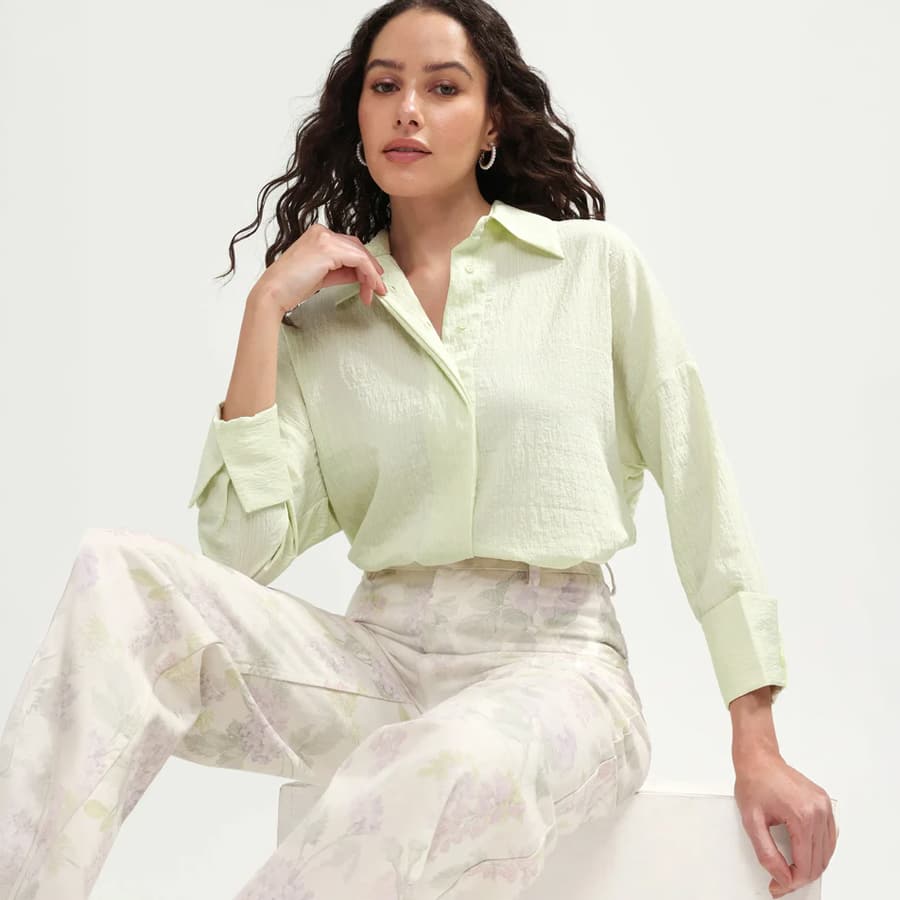 DAVI - LIGHT GREEN | RELAXED FIT SOLID SHIRT
