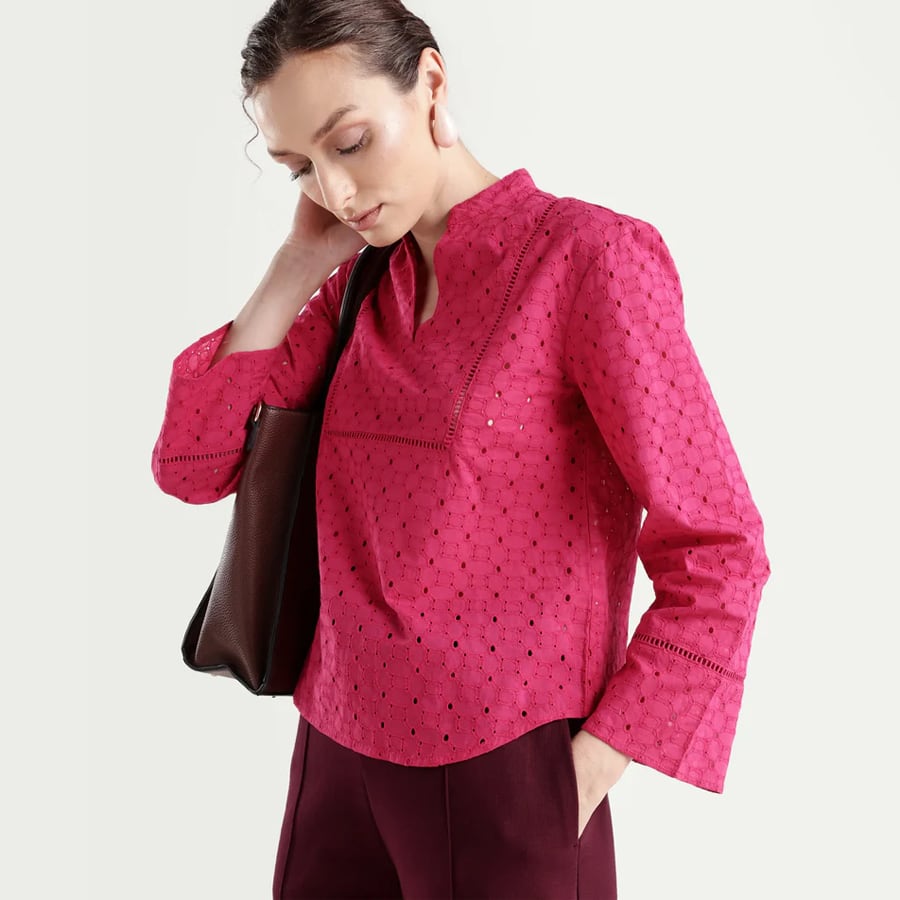MONET - PINK | SCHIFFLI FULL SLEEVE TOP