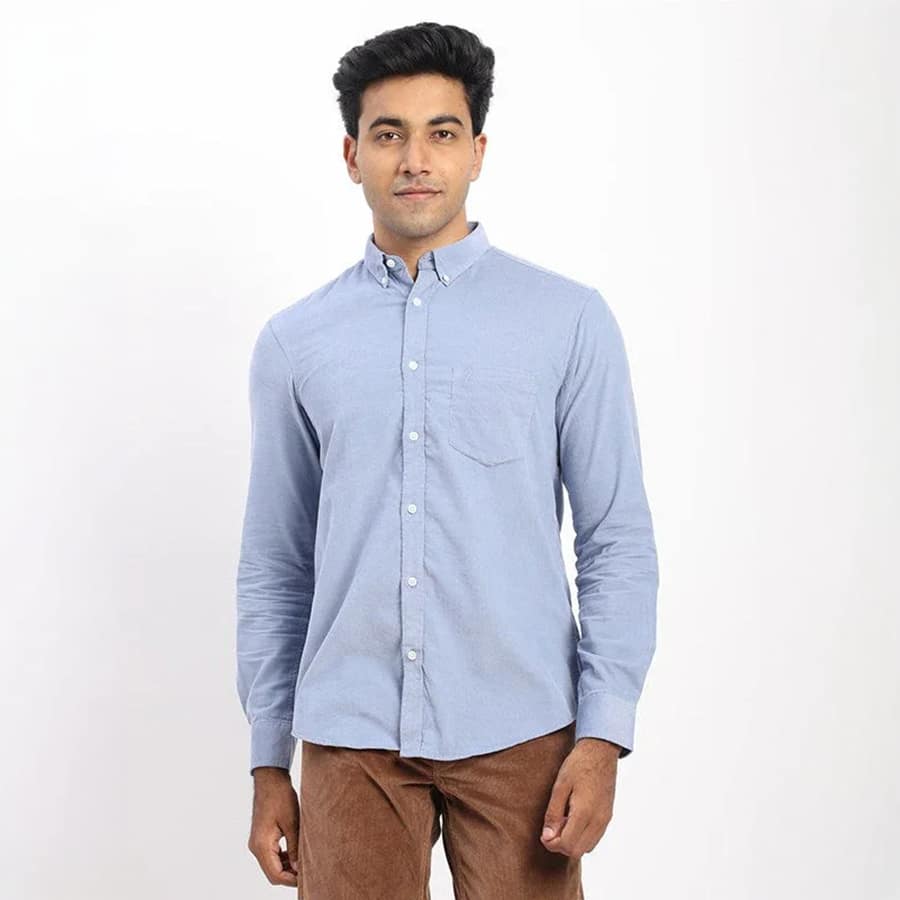 Men Solid Full Sleeve Cotton Blend Shirt