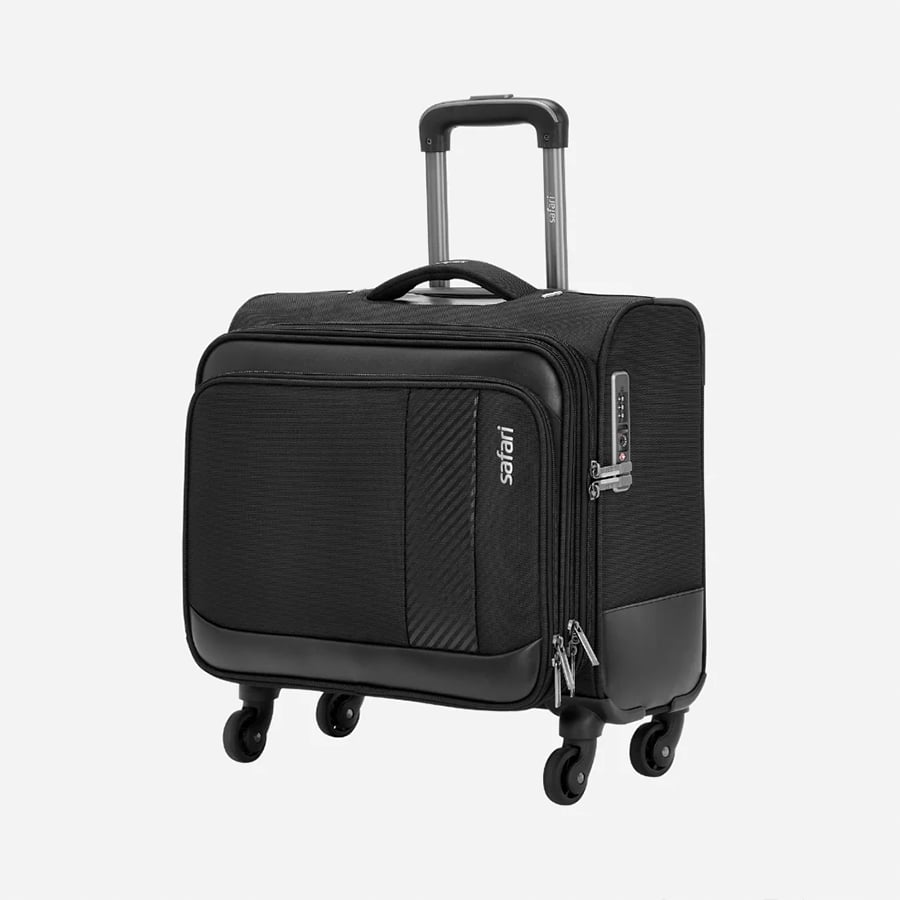 Ascent Black Overnighter Laptop Trolley Bag with TSA Lock and Laptop Compartment