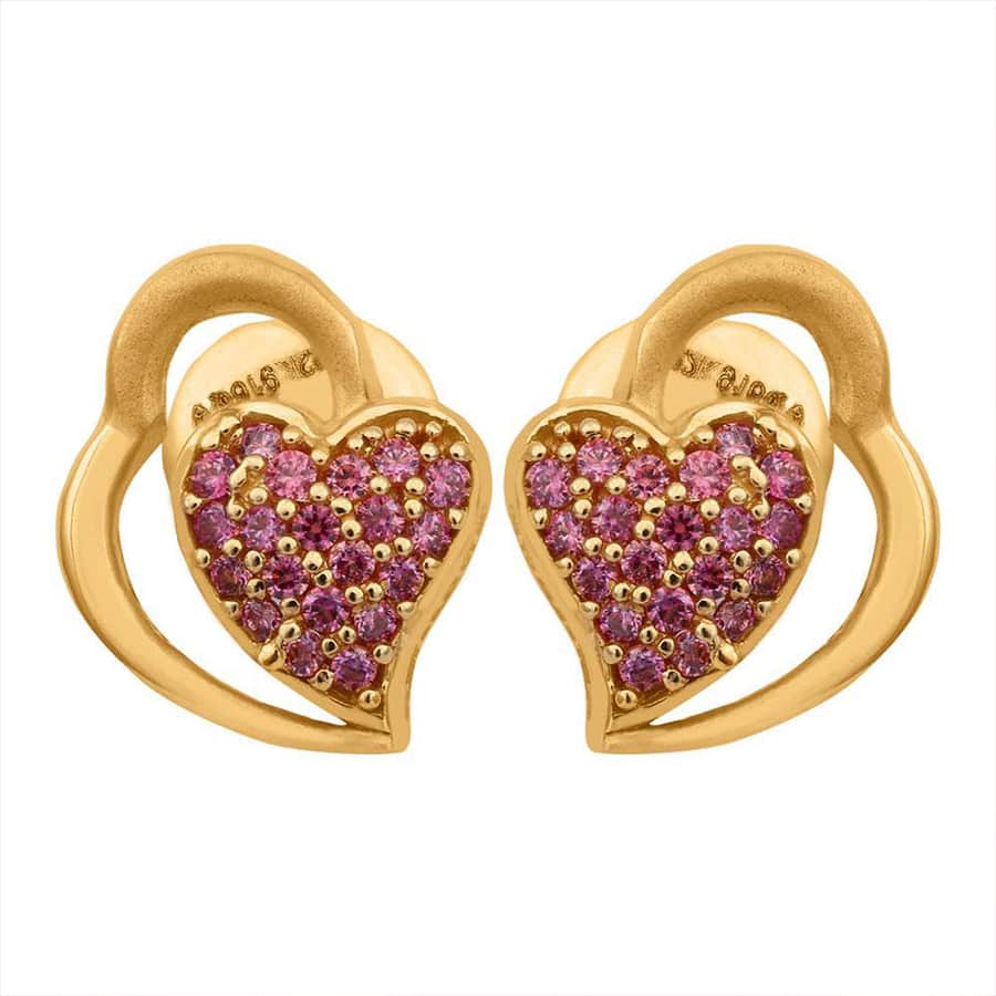 22 Karat Romantic Heart Gold Earrings