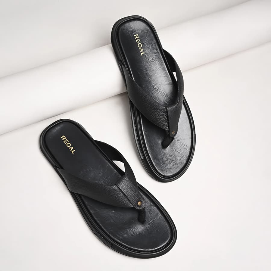 Regal Black Men Casual Thongs