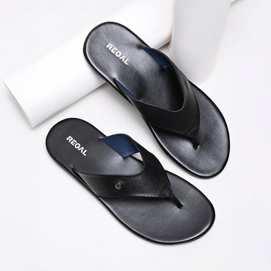 Regal Black Men Classic Leather Sandals