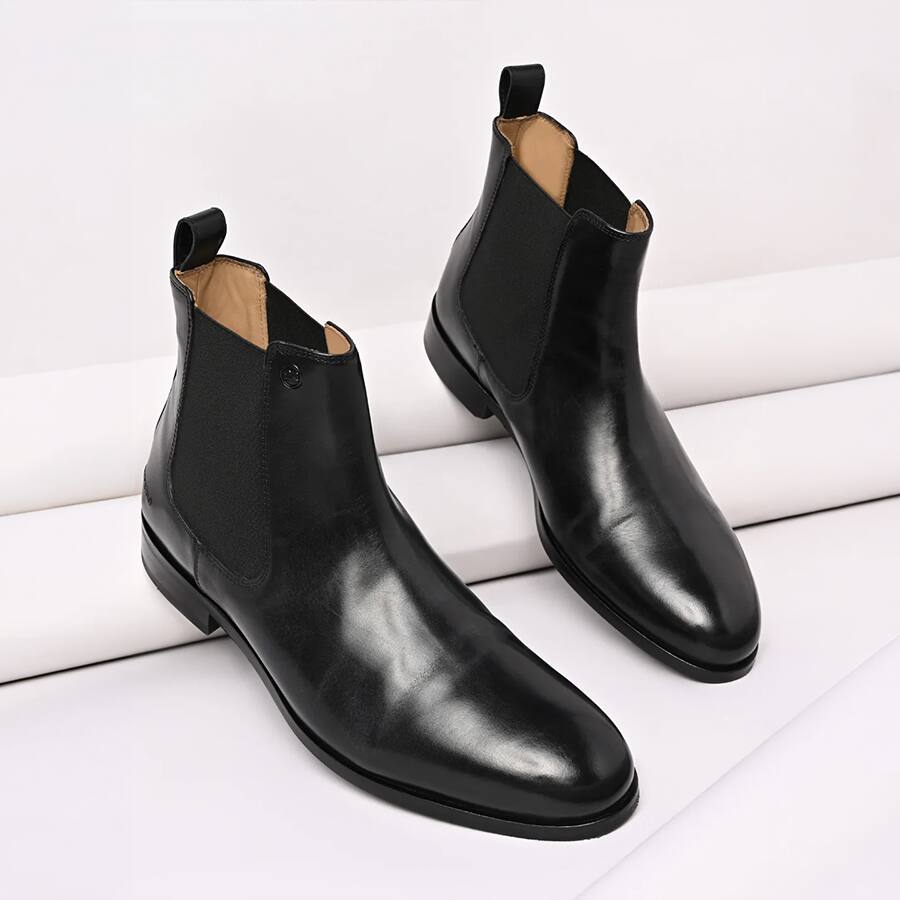 Imperio By Regal Black Men Chelsea Leather Boots