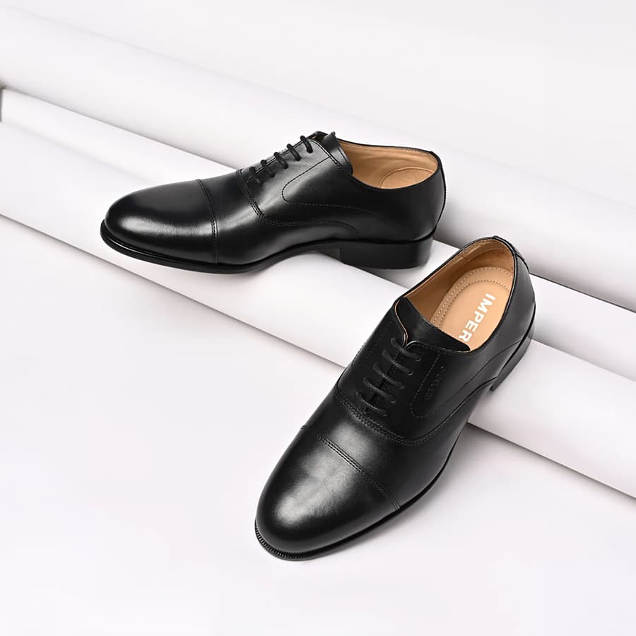 Imperio By Regal Black Men Classic Leather Lace Up Oxfords