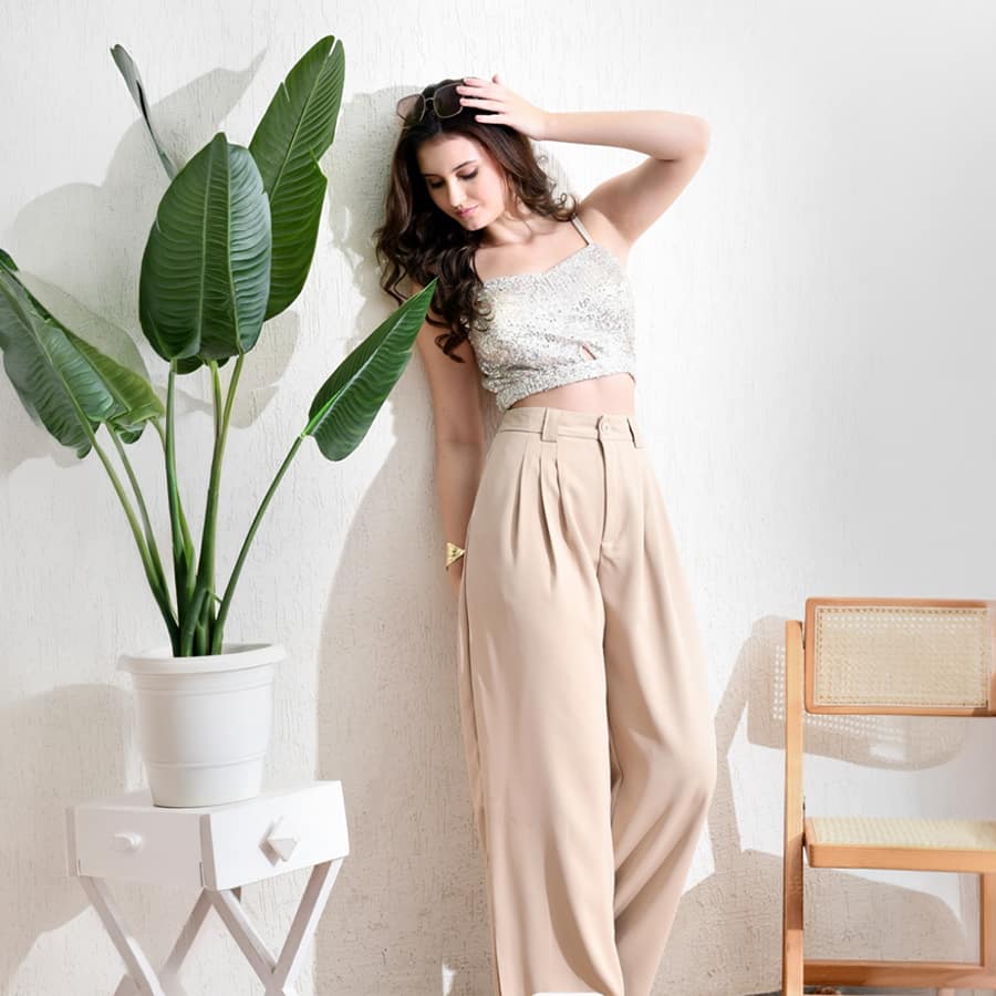 luxe Pleated wide-leg Trouser