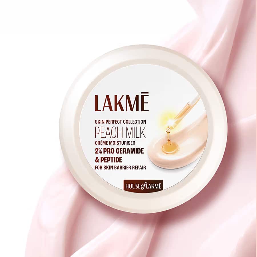 Lakmé Peach Creme Moisturiser, Ceramide & Peptide, Skin Barrier Repair & Hydrated Glow