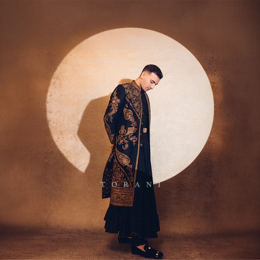 "Rishab Rikhiram Sharma in our Dahre Anjum Sherwani... "