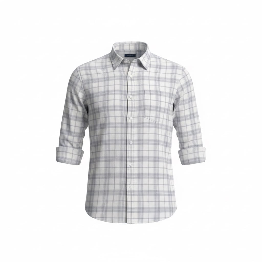 Mens Checks Grey Regular Fit Shirts