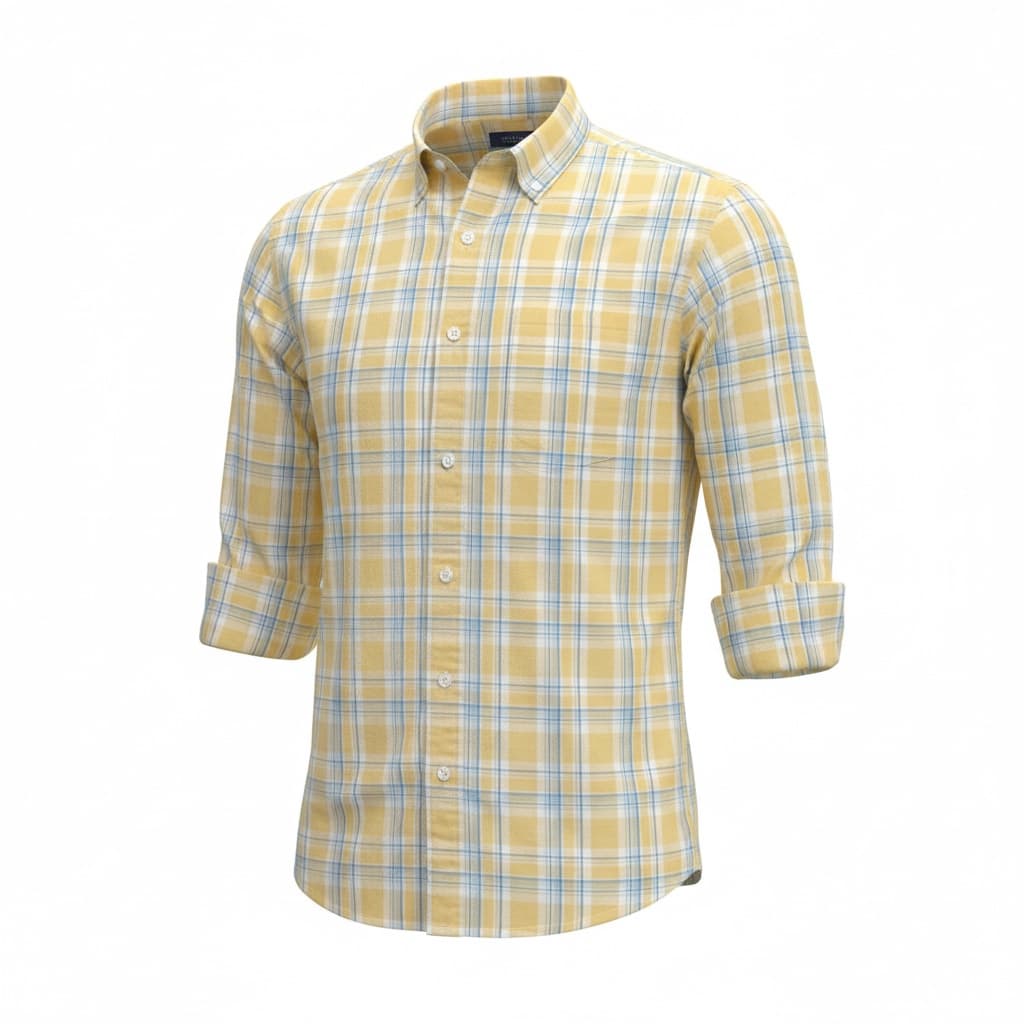 Men's Checks Yellow Slim Fit Shirt
